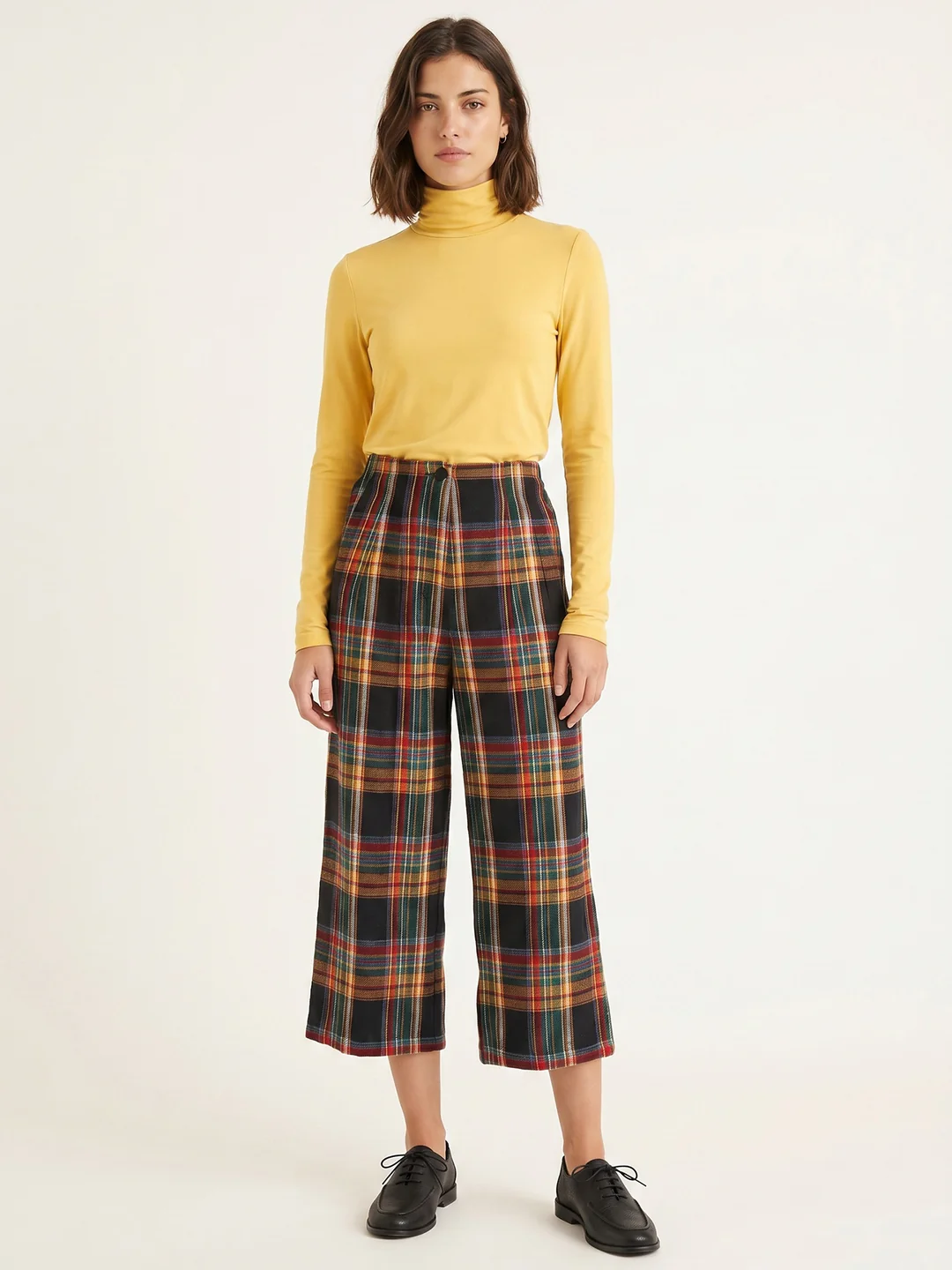 112421total Γυναικείο καρό παντελόνι Pepaloves Tartan culotte ψηλόμεσο - Lady Fox