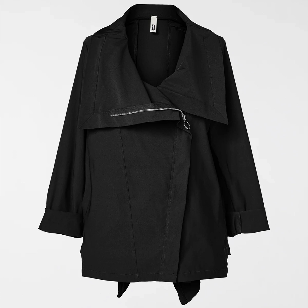 126132_NERO Wendy Trendy 126132 μαύρο γυναικείο τζάκετ Punto Milano με γιακά