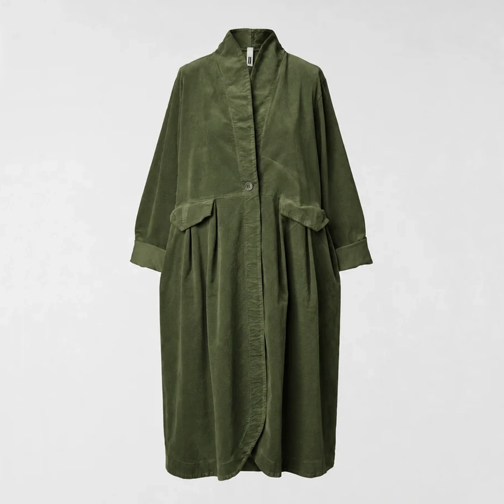 217912MILITARE_04bc64a2-9ede-4dd2-be36-8b99e2a713fa Wendy Trendy γυναικείο βελούδινο παλτό χακί / overcoat στο ladyfox.gr