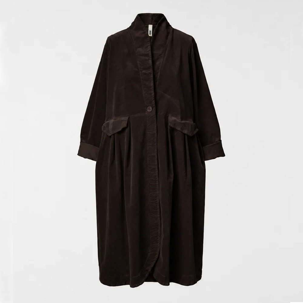 217912MORO Wendy Trendy γυναικείο βελούδινο παλτό καφέ/ overcoat στο ladyfox.gr