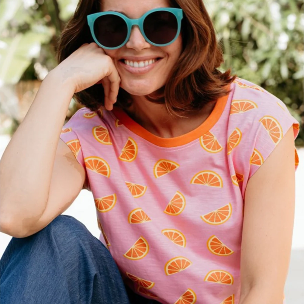 219188a2ς Sugarhill Brighton Chrissy Relaxed Tank Μπλούζα Pink Oranges - Image 1