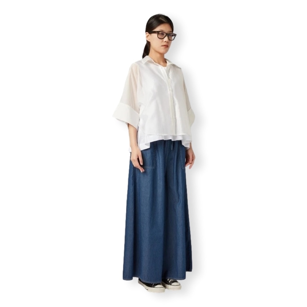 224054cream Wendy Trendy ημιδιάφανο cropped πουκάμισο με γυαλάδα ladyfox