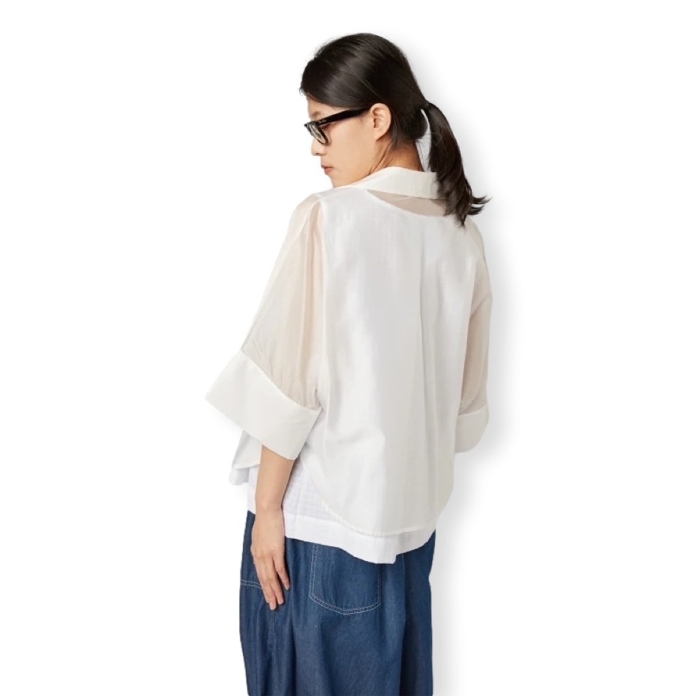 224054creamdetail Γυναικείο cropped πουκάμισο ημιδιάφανο Wendy Trendy