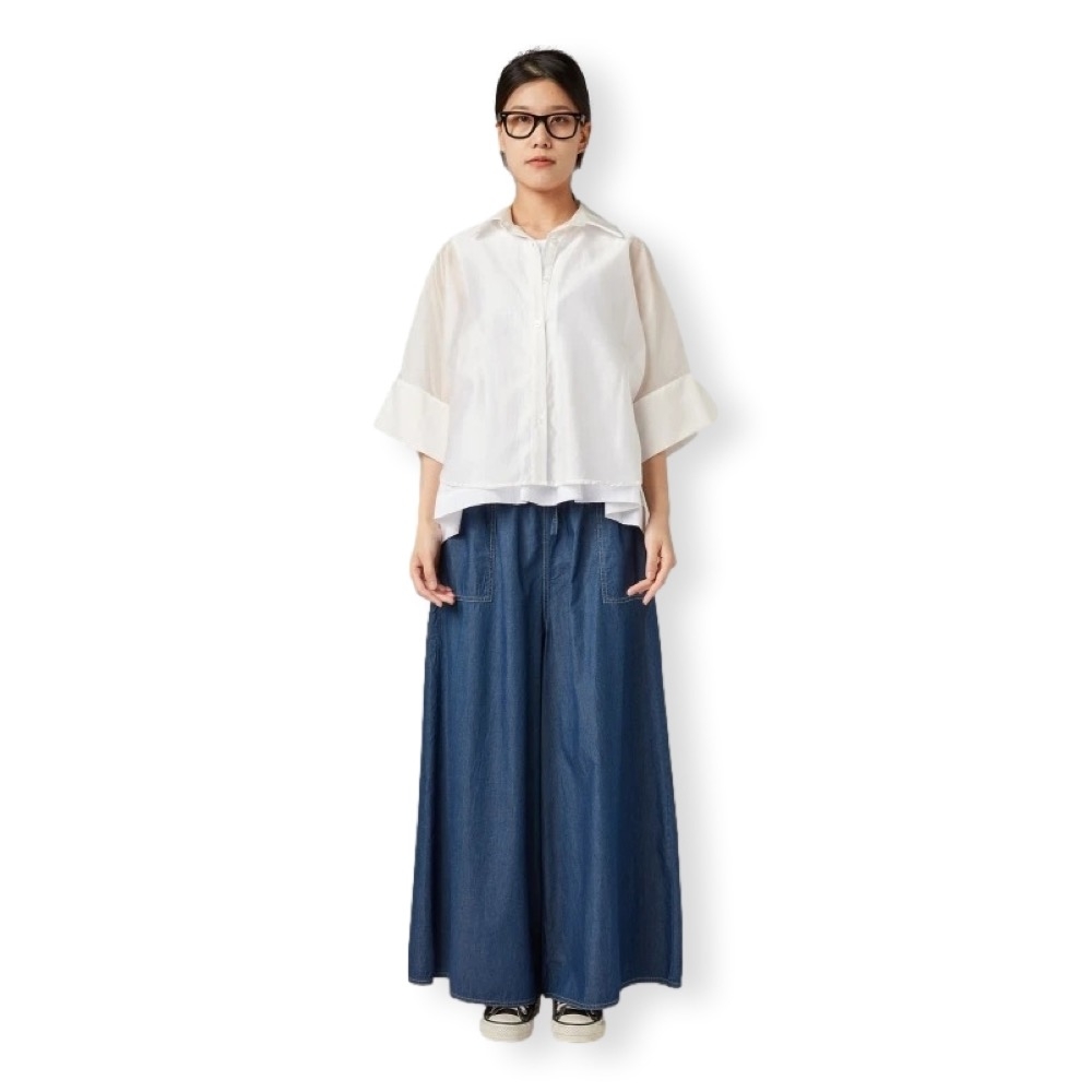 224054creamfront Wendy Trendy ημιδιάφανο cropped πουκάμισο με γυαλάδα ladyfox
