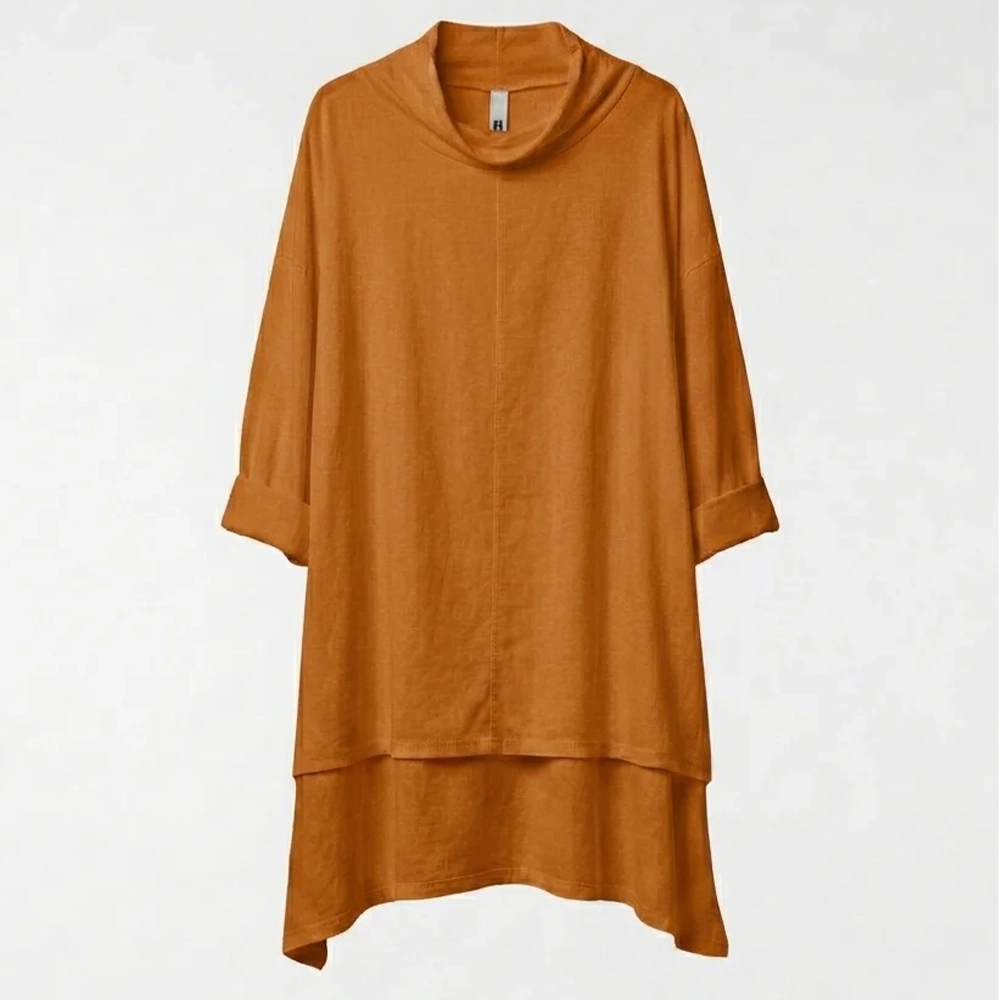 225327RUST Wendy Trendy κεραμιδί γυναικεία μπλούζα 100% βαμβάκι με πλαϊνά σκισίματα - Κωδικός 225327 | Ladyfox.gr