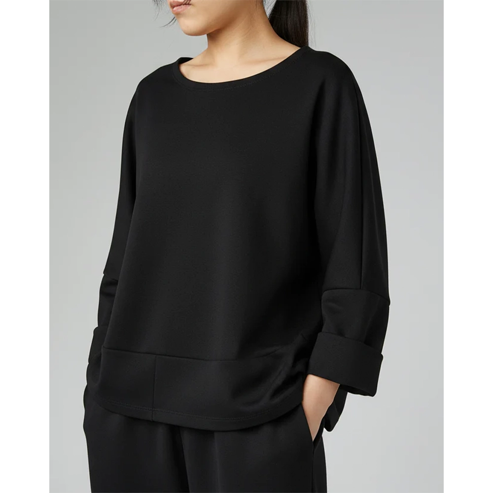 226064BLACK WENDY TRENDY SWEATSHIRT IN LIGHTWEIGHT NEOPRENE FABRIC - Image 6