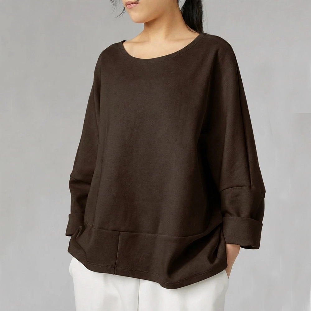 226064BROWN WENDY TRENDY SWEATSHIRT IN LIGHTWEIGHT NEOPRENE FABRIC - Image 7