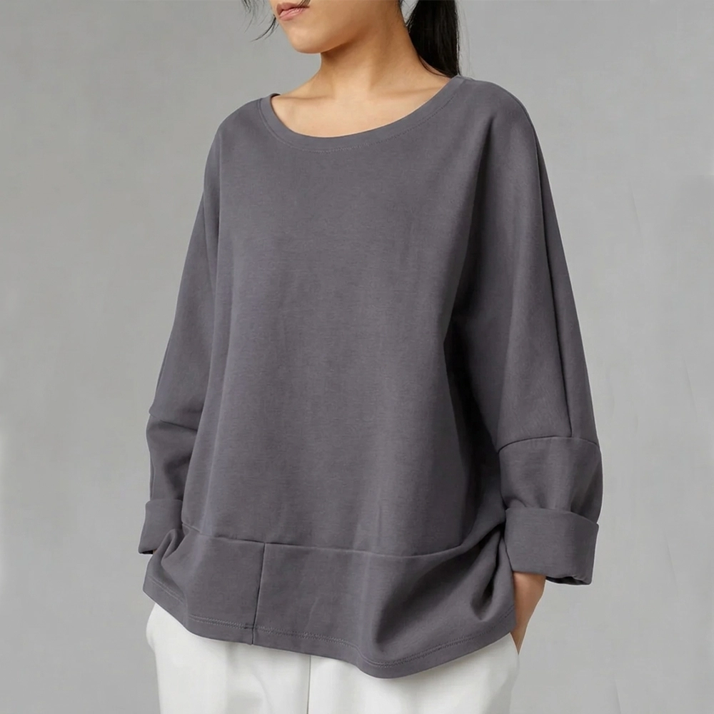 226064GREY WENDY TRENDY SWEATSHIRT IN LIGHTWEIGHT NEOPRENE FABRIC - Image 1