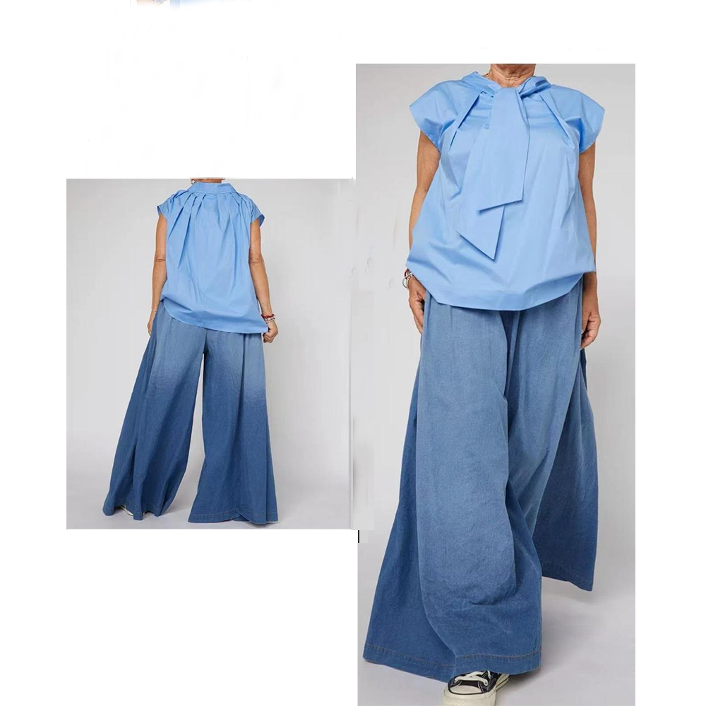 228064blue Wendy Trendy αμάνικο πουκάμισο με δέσιμο στο λαιμό κωδ. 226084 Ladyfox