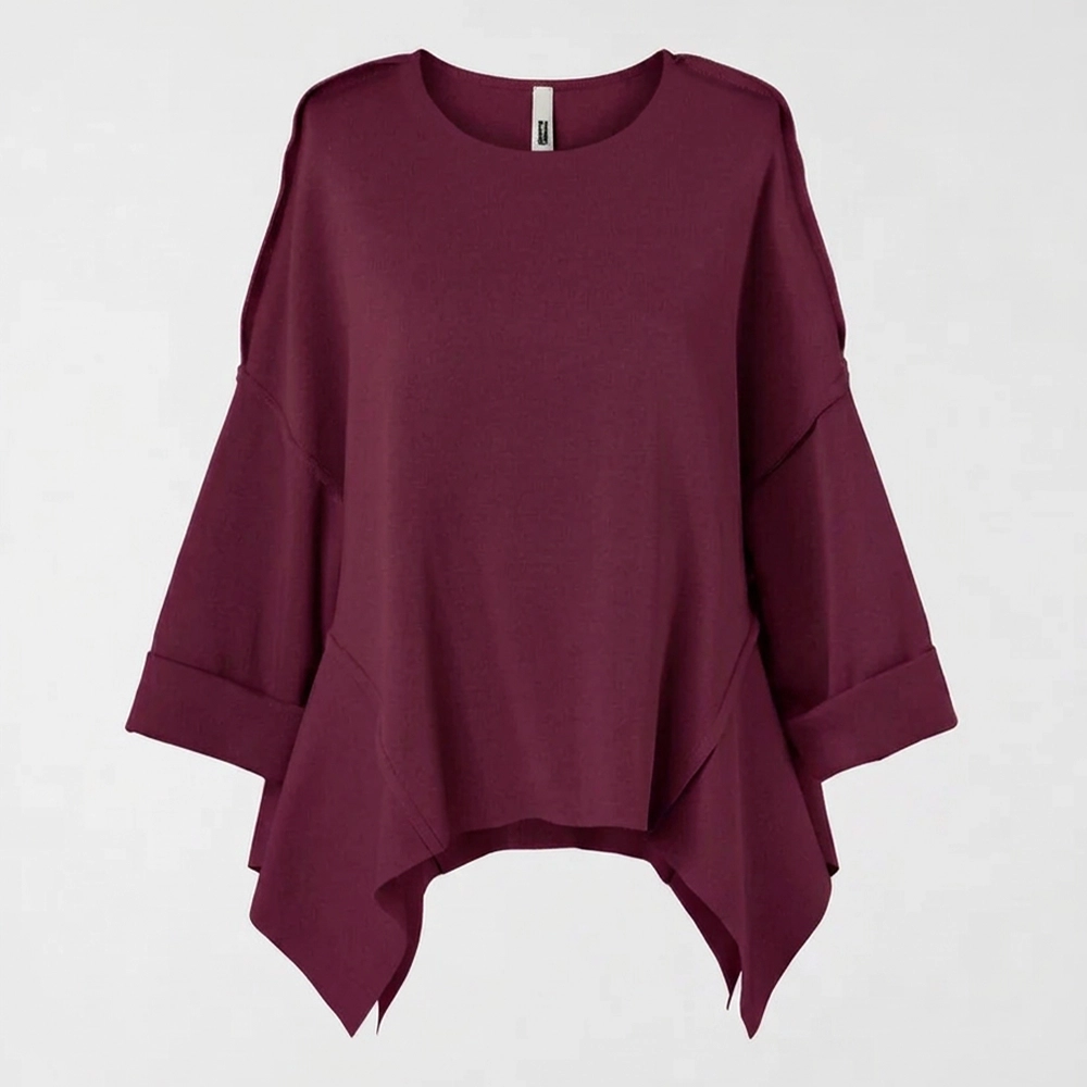 230001bordeaux WENDY TRENDY SWEATSHIRT WITH SIDE POINTED INSERTS IN COTTON - Image 1