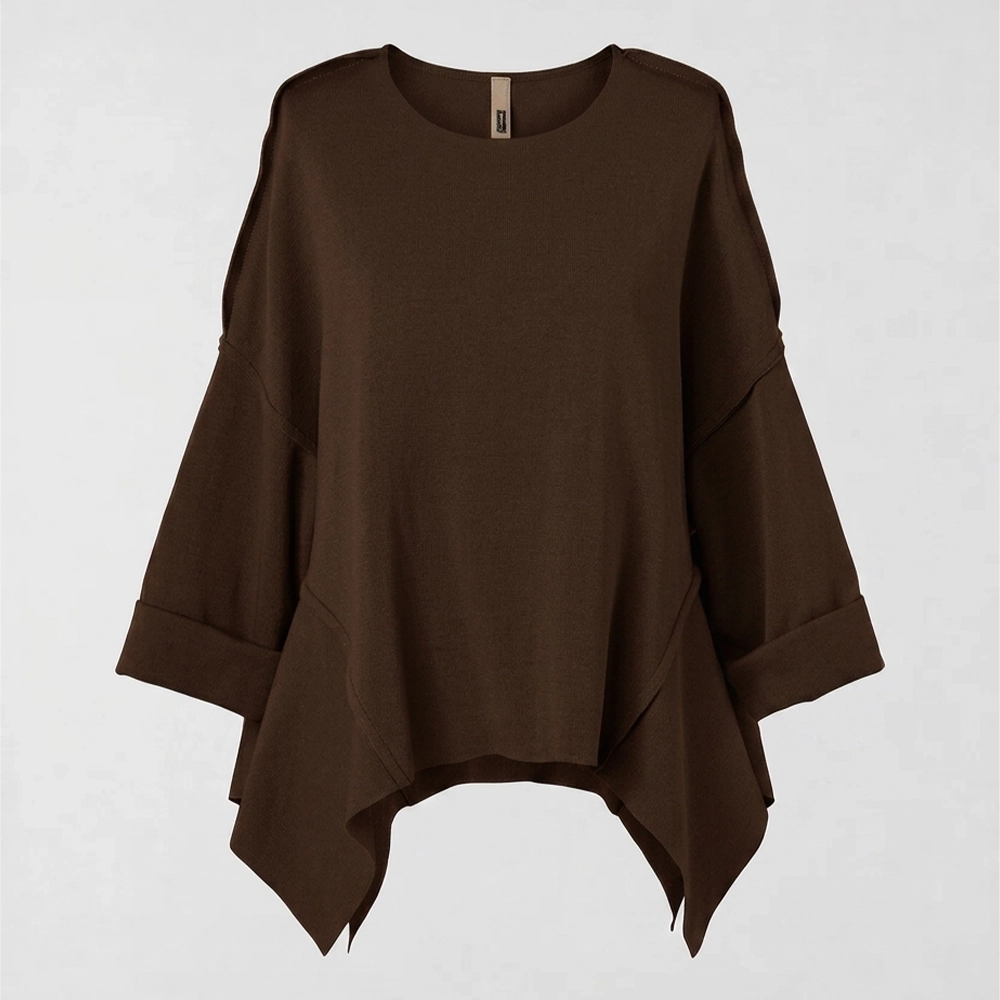 230001brown WENDY TRENDY SWEATSHIRT WITH SIDE POINTED INSERTS IN COTTON - Image 6