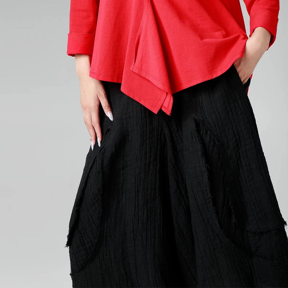260166details Wendy Trendy γυναικεία παντελόνα με ανάγλυφη υφή από βαμβάκι και λινό - Κωδικός 260166 | Ladyfox.gr
