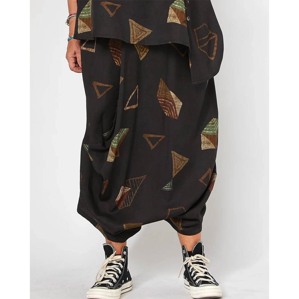 260190 Wendy Trendy γυναικεία παντελόνα σαλβάρι lyocell λινό με γεωμετρικό print - Κωδικός 260190 | Ladyfox.gr