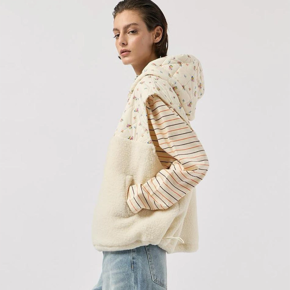 2835 JACKET PANNA SIDE wiya αμανικο γιλεκο με κουκουλα off white panna lady fox