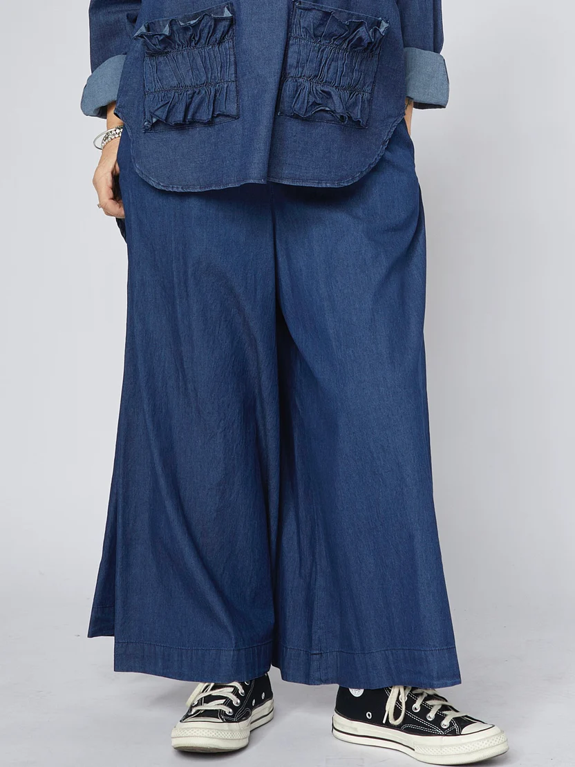 791836 Wendy Trendy Παντελόνα Ζιπ Κιλότ Denim Look – Μπλε Σκούρο - Image 2