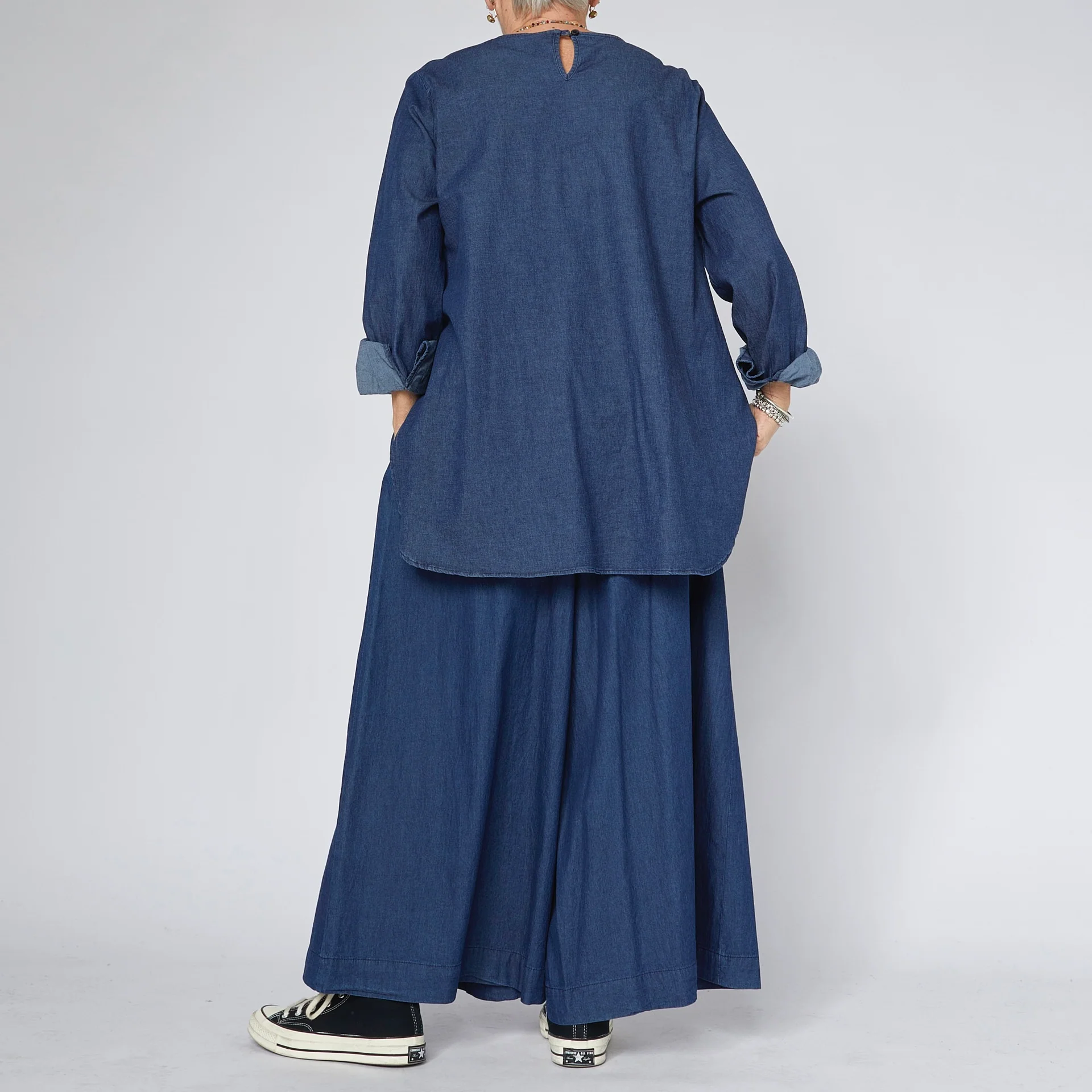 791836back Wendy Trendy Παντελόνα Ζιπ Κιλότ Denim Look – Μπλε Σκούρο - Image 3