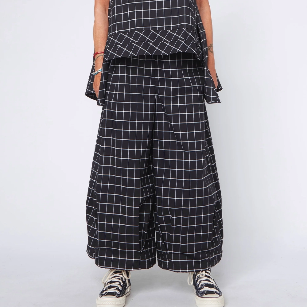 826125pants Γυναικεία βαμβακερή καρό φαρδιά παντελόνα Wendy Trendy 826125 - Lady Fox