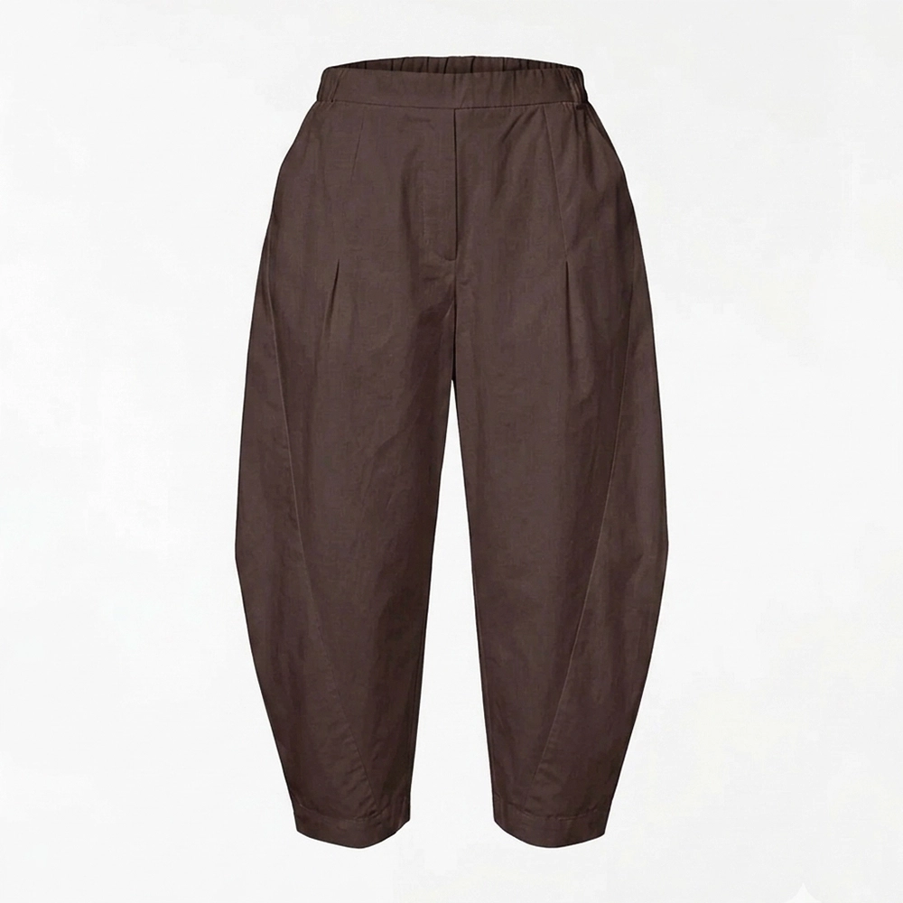 926020brown Βαμβακερό Balloon Παντελόνι "Tapered Ankle" – Wendy Trendy - Image 4