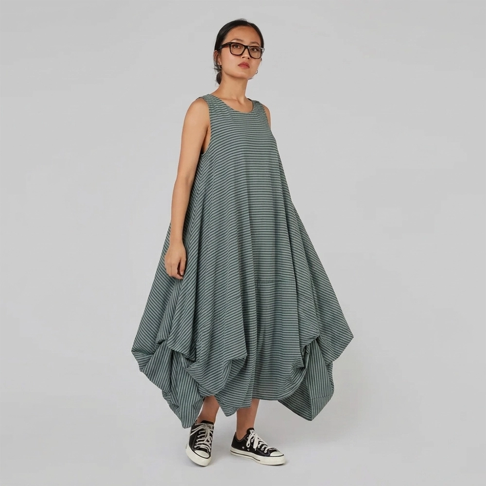 DRESS126060SIDE Wendy Trendy Μίντι Βαμβακερό Φόρεμα Ασυμμετρο - Image 2