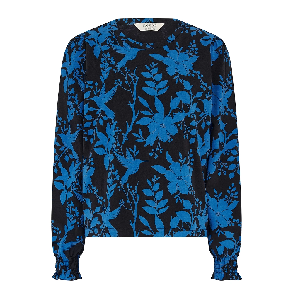 Sugarhill_Brighton_Clarisse_Blouson_Sleeve_Jersey_Top_Black_Hummingbird_3d Jersey Μπλούζα Sugarhill Brighton Clarisse Black Hummingbird - Image 4