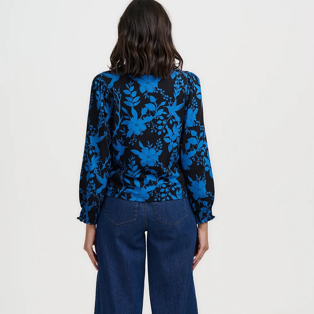 Sugarhill_Brighton_Clarisse_Blouson_Sleeve_Jersey_Top_Black_Hummingbird_back Jersey Μπλούζα Sugarhill Brighton Clarisse Black Hummingbird - Image 3