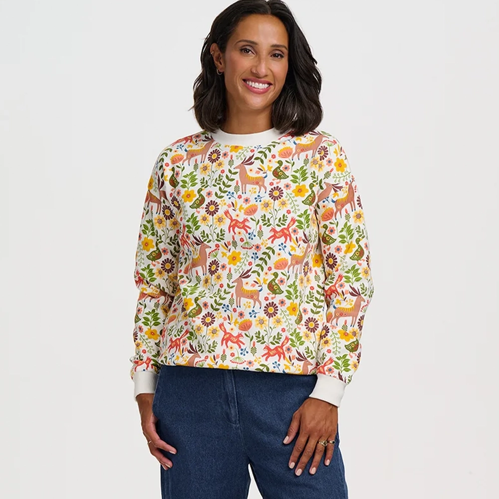 Sugarhill_Brighton_Noah_Sweatshirt_Cream_Forest_front Sugarhill Brighton Noah Φούτερ Cream Forest Folk - Image 1