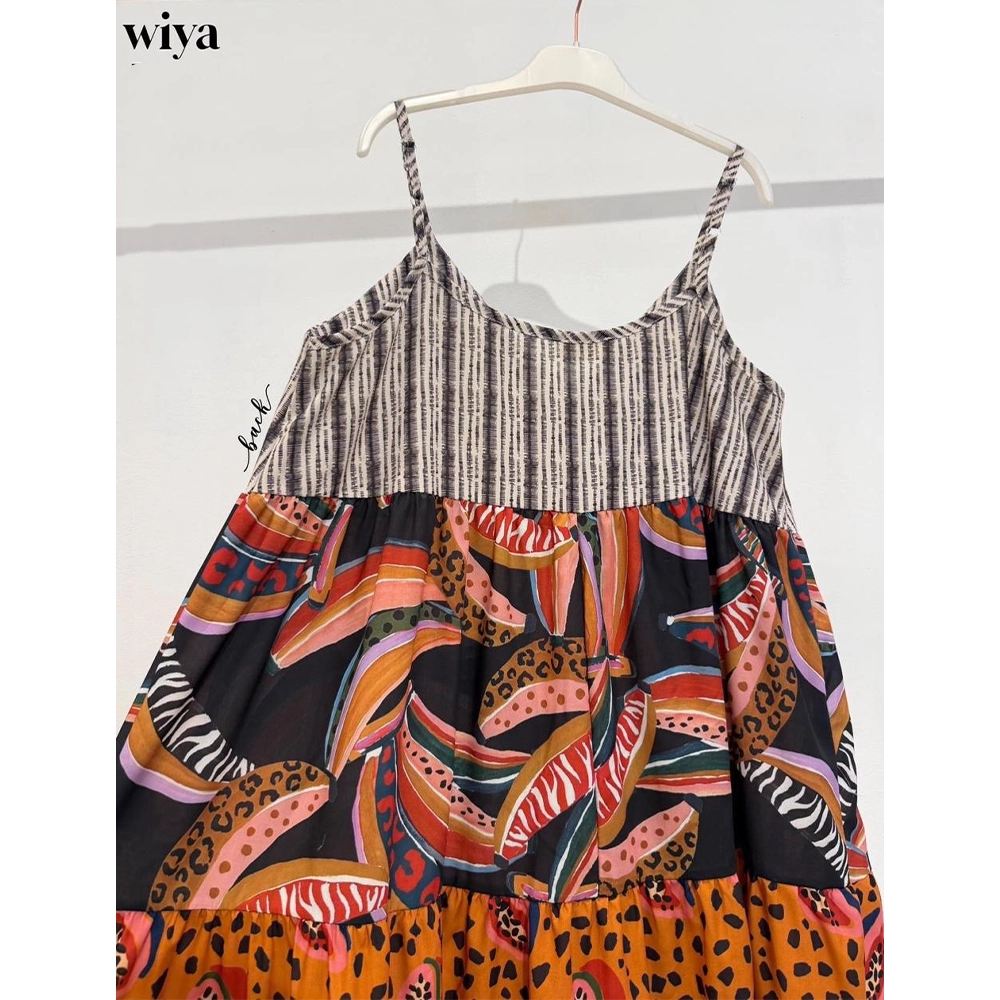 dress12026back Wiya μάξι φόρεμα με τιράντες και τροπικά prints κωδ. 12026 Ladyfox