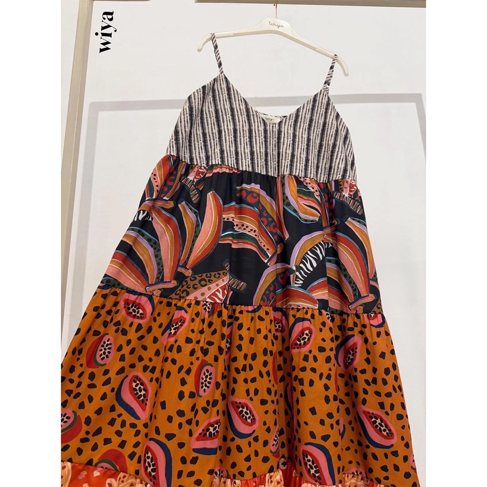 dress12026front Wiya μάξι φόρεμα με τιράντες και τροπικά prints κωδ. 12026 Ladyfox