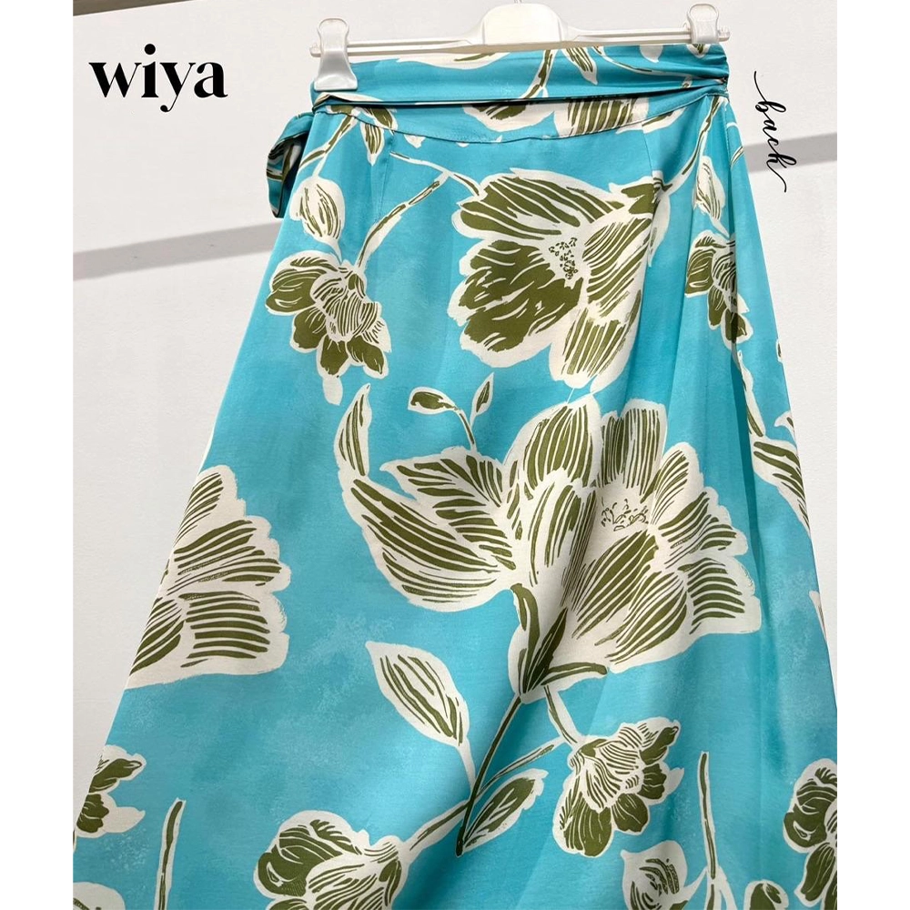 skirt12017blueback Wiya κρουαζέ μάξι φούστα τυλιχτή με floral σχέδια κωδ. 12017 Ladyfox