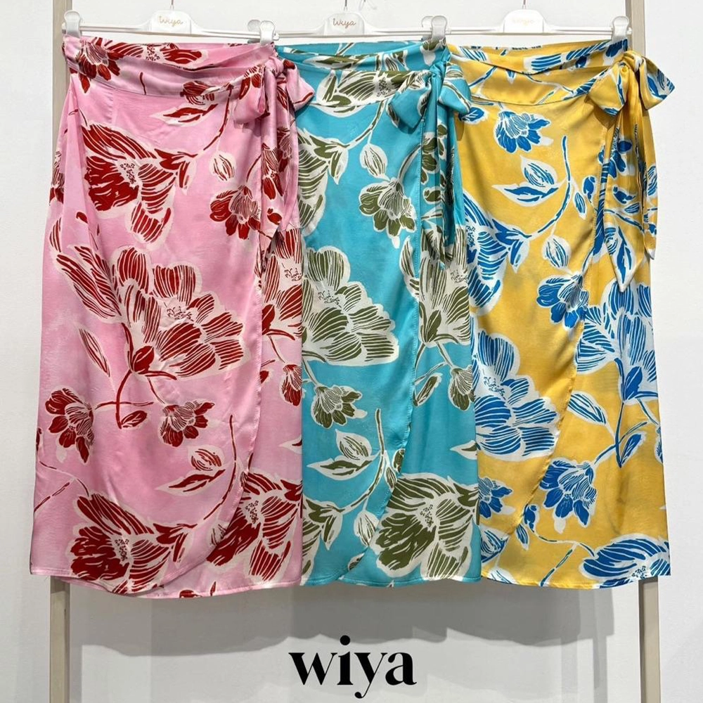 skirt12017colours Wiya κρουαζέ μάξι φούστα τυλιχτή με floral σχέδια κωδ. 12017 Ladyfox